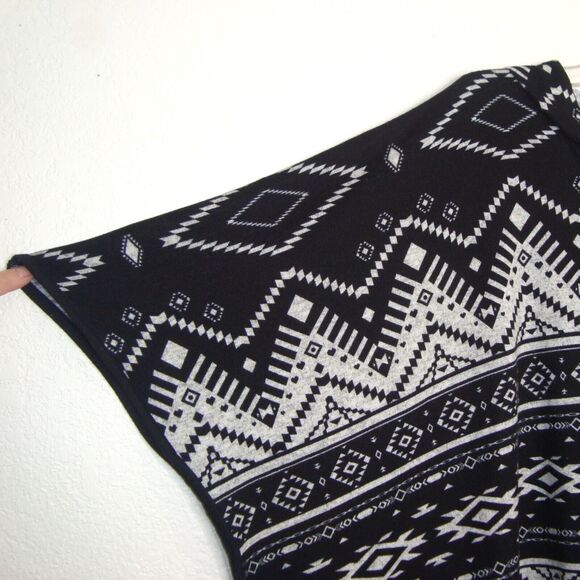Self Esteem Womens Black Gray Aztec Design Hooded Poncho Sweater Size M - Picture 4 of 7